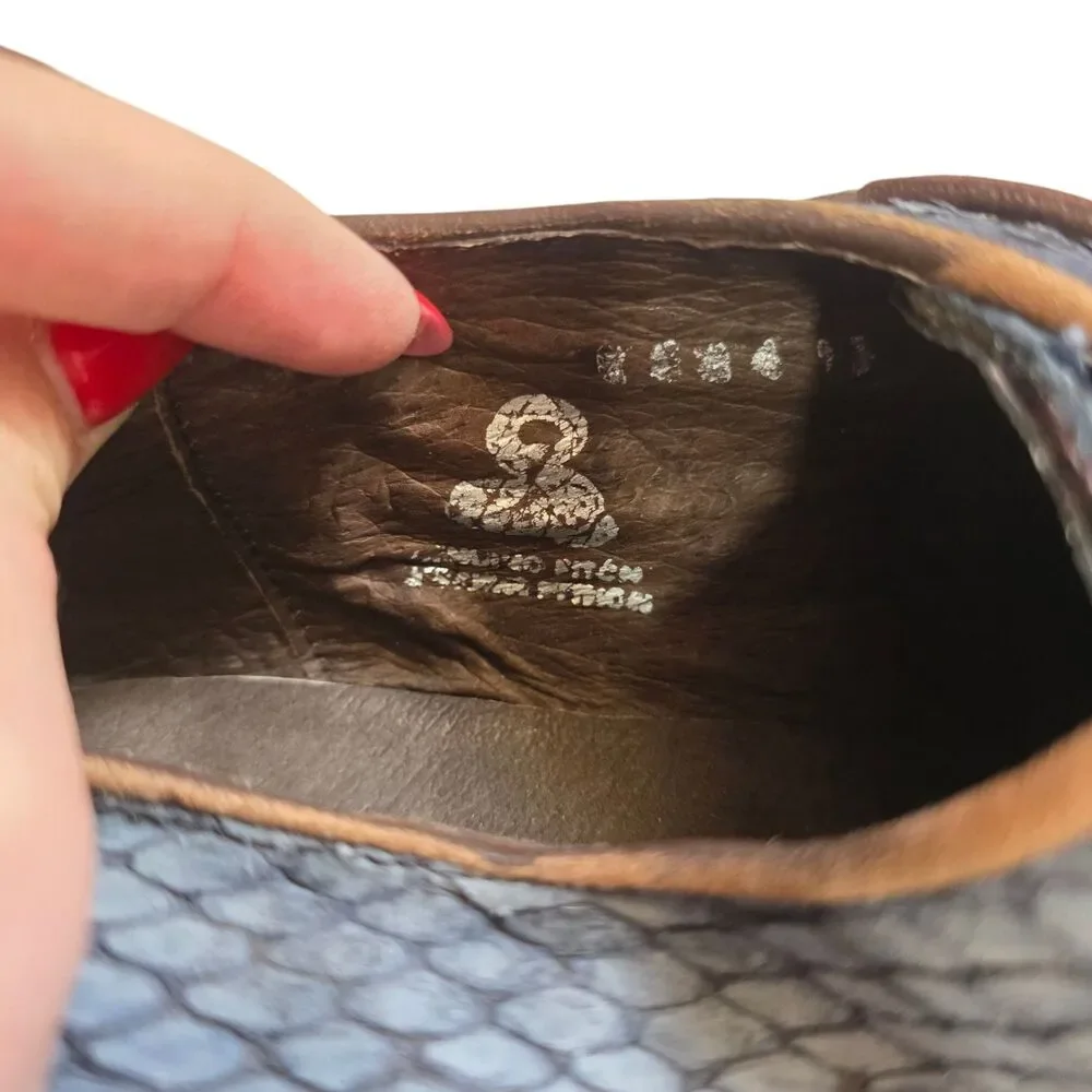African‎ Handmade Blue Python Snakeskin Leather Derby Oxfords Mens Size 11 USA